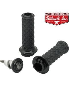 Biltwell Black 6604-201-01 Black Alumicore 1" Grip Set Dual Cable Harley Fit