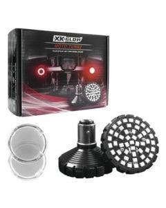 XK Glow Clear Red LED Turn Signal Indicator Lens Kit Harley Bullet 1157