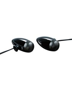 Kuryakyn 2504 Gloss Black Amber L.E.D. Mini Bullets Turn Signals for Harley 12V