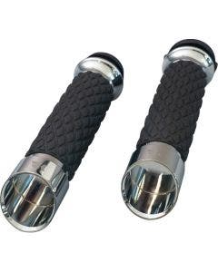 Khrome Werks Chrome Diamond Grips Edge for Harley Motorcycles w| 1" Bars TBW