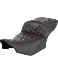 Saddlemen Carbon Fiber W/Red LS EXT Reach RoadSofa Seat Harley 23-25 FLHX/FLTRX 