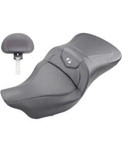 Saddlemen Black Carbon Fiber Roadsofa Seat W/Backrest Harley 09-24 FLH/FLT