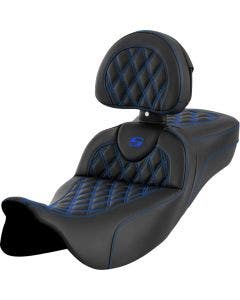 Saddlemen Blue LS Extended Reach RoadSofa Seat W/Backrest Harley 08-23 Touring