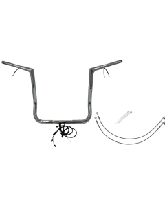 FBI Chrome 16" Flat Top Plug n Play EZ 1-1/4" Handlebar Kit Harley 14-15 FLH/T