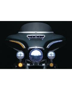 Kuryakyn Chrome Sequential Run-Turn LED Bat Lashes Harley Batwing FLH/T '14-'17