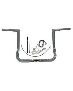 FBI Fat Baggers Chrome 14" EZ Install Flat Top Handlebar Pckg Harley FLH 21-22