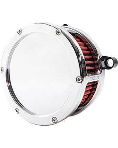 Feuling Chrome Solid Outer Cover W/Red Filter BA Air Cleaner Kit Harley 23-24
