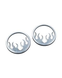 Kuryakyn Chrome Flame Front Fairing Speaker Grills for Harley FLH/T 14-17