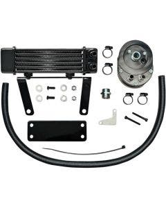 Jagg Black Horizonal Low Mount 6 Row Oil Cooler Kit Harley Softail 00-16