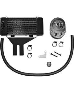 Jagg Black Horizonal Low Mount 10 Row Oil Cooler Kit Harley Dyna 91-16