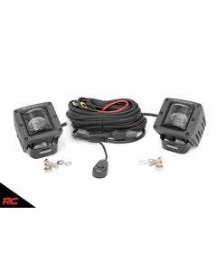 Rough Country 70907 Square 2.0" SAE LED Fog Light Cube Pair w/ Wiring & Brackets