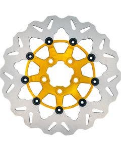 Galfer Wave 11.8" Full Floating Rear Brake Rotor W/Gold Carrier 4 Harley 08-19