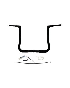 FBI Fat Baggers Black 1-1/4" EZ Install Flat Top 12" Handlebar Harley FLH 08-13