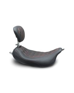 Mustang 79727AB Red Stitch Wide Tripper Solo Seat w/ Backrest Harley FLH 08-21