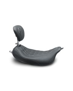 Mustang 79727GM Gun Metal Stitch Wide Tripper Solo Seat w/ Backrest Harley FLH 08-21