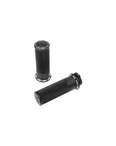 Arlen Ness 07-301 Fusion Black Slot Track Hand Grips Harley Dual Cable Throttle 76-Up
