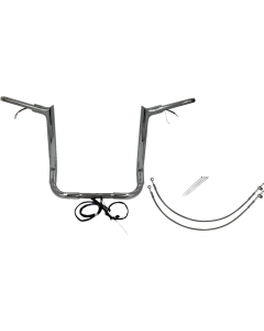 FBI Chrome 16" Pointed Top Plug n Play EZ 1-1/2" Handlebar Kit Harley 14-15 FLH/T