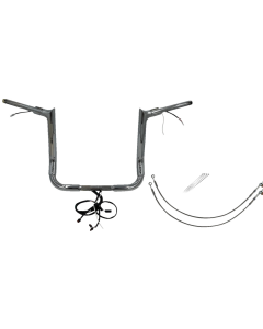 FBI Chrome 14" Pointed Top Plug n Play EZ 1-1/2" Handlebar Kit Harley 16-20 FLH/T