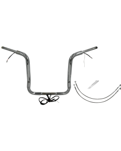 FBI Chrome 16" Round Top Plug n Play EZ 1-1/2" Handlebar Kit Harley 16-20 FLH Touring