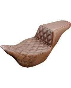 Saddlemen Brown Front Lattice Stitch LS Diamond Step Up Seat Harley FLH 08-23