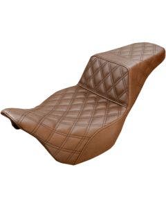 Saddlemen Brown Full Lattice Stitch LS Diamond Step Up Seat Harley FLH 08-23