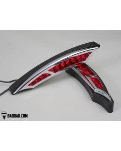 Bad Dad 992 Custom Red LED Filler Panel Turn Signals Taillights Chrome Bezel Harley | BAD-992-CH