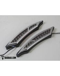 Bad Dad 992 Custom Red / Amber LED Filler Panel Turn Signals Taillights Chrome Bezel