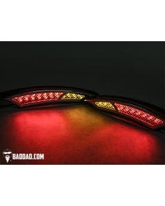 Bad Dad 992 Custom Red / Amber LED Filler Panel Turn Signals Taillights Black Bezel