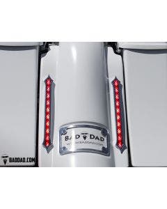 Bad Dad Stretched 12.5" 957 Custom Red LED Filler Panel Turn Signals Taillights Chrome Bezel