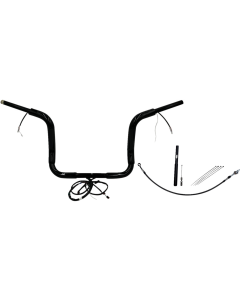 FBI Black 12" Round Top Plug n Play EZ 1-1/2" Handlebar Kit Harley 21-23 FLH Touring