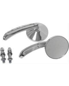 HardDrive Chrome Round Head Custom Mirrors Pair Harley & Metric Motorcycle