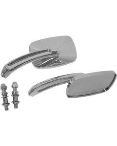HardDrive Chrome Rectangle Head Custom Mirrors Pair Harley & Metric Motorcycle