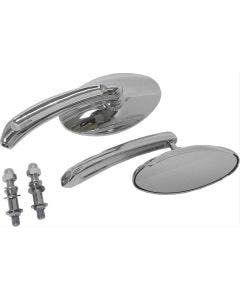 HardDrive Chrome Oval Style Head Custom Mirrors Pair Harley Metric Motorcycle