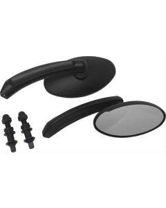 HardDrive Black Oval Style Head Custom Mirrors Pair Harley Metric Motorcycle