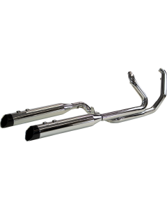 Khrome Werks Chrome Dominator Header Exhaust 4.5&quot; Muffler Black Edge M8 Harley