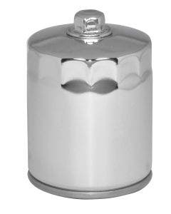 Mid USA 87166 Oil Filter 5 Micron Chrome 17mm Top Harley Big Twin & Evo 80-20