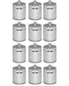 Mid USA 87166 Oil Filter x12 5 Micron Chrome 17mm Top Harley Big Twin & Evo 80-20