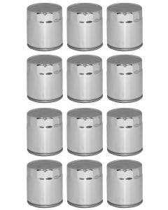 Mid USA 87168 Oil Filter x12 5 Micron Chrome Smooth Top Harley Big Twin & Evo 80-20