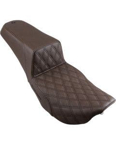 Saddlemen Brown Front Lattice Stitch LS Diamond Step Up Seat Harley FLH 97-07