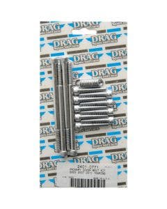 Drag Specialties Chrome Knurled Primary Cover  Bolt Set 4 Harley Big Twin FL