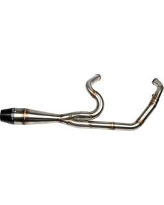 Sawicki 2 into 1 Raw Shorty Cannon Pipe Black Tip Exhaust Harley Twin Cam 95-16