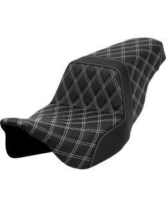 Saddlemen Step-Up Black Full Lattice W/White Stitch Seat Harley 08-24 Touring