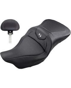 Saddlemen Carbon Fiber Heated Roadsofa Seat W/Backrest Harley 08-23 Touring