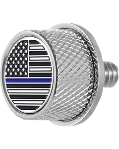 Figurati Steel Contrast Blue Line Flag Seat Mounting Knob 4 Harley 65-22 Touring