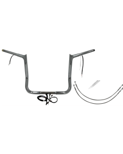 FBI Chrome 14" Pointed Top Plug n Play EZ 1-1/4" Handlebar Kit Harley 16-20 FLH/T