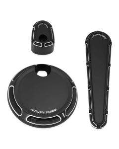 Arlen Ness Black Beveled Dash Accessory Pack Ignition Fuel Door Dash 08-13