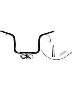 FBI Black 12" Round Top Plug n Play EZ 1-1/4" Handlebar Kit Harley 21-23 FLH/T
