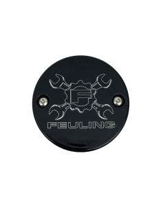 Feuling 9137 Black Gear Cross Wrench Logo Points Cover 2 Hole Harley M8 17-Up