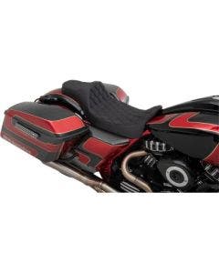 Drag Extended Reach Predator III 2-Up Seat Black Diamond Harley FLH/T 08-Up