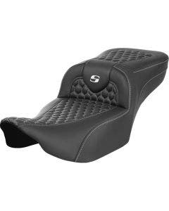 Saddlemen Honeycomb W/White Stitch Extended Reach RoadSofa Seat Harley 23-25 FLHX/FLTRX